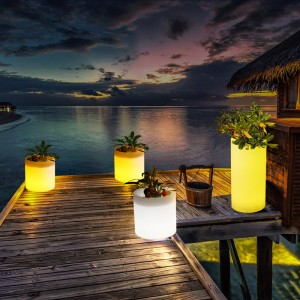 في الهواء الطلق LED الأواني المضاءة الزهور المضاءة ، RGB اللون المتغير البلاستيك LED الأواني الزهور المضيئة لحفل الزفاف ، حفل الحدث ، الفندق ، مراكز التسوق مراسم الافتتاح زخرفة (IP68 مقاوم للماء)